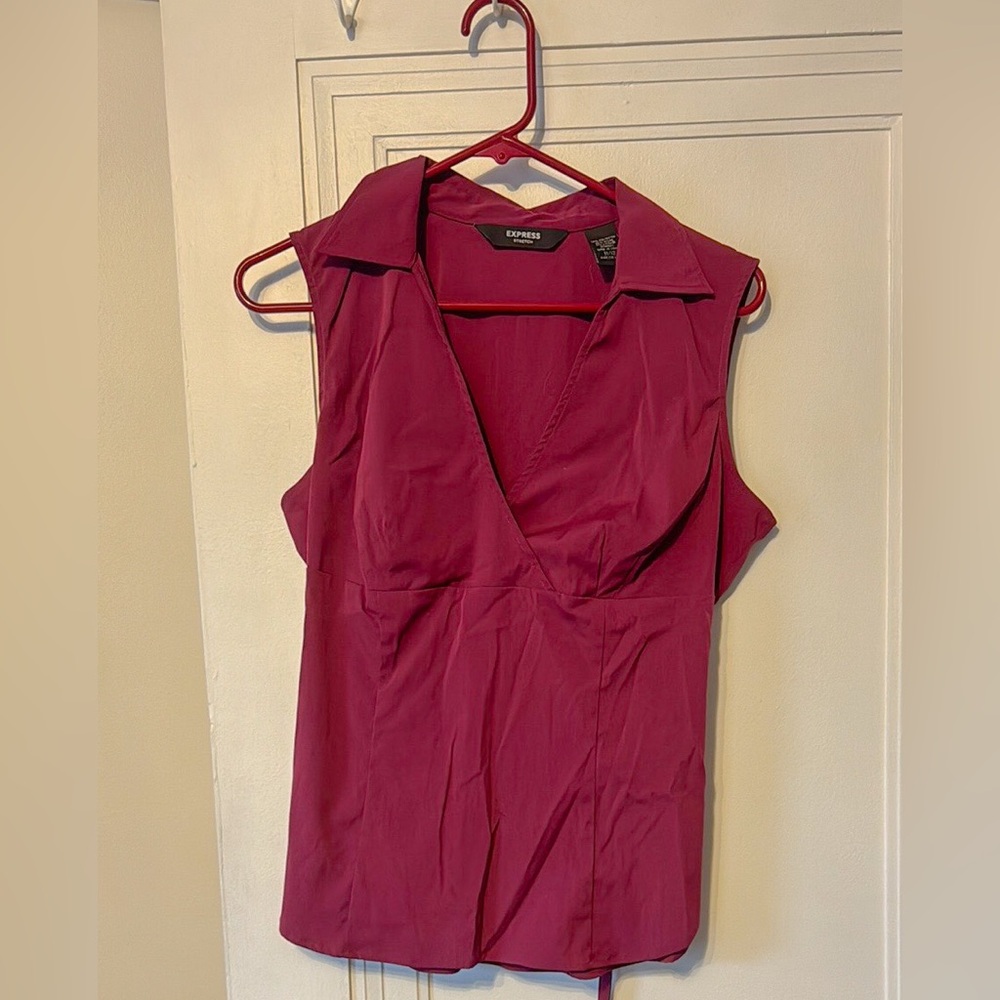 Express Women's Burgundy Sleeveless Top